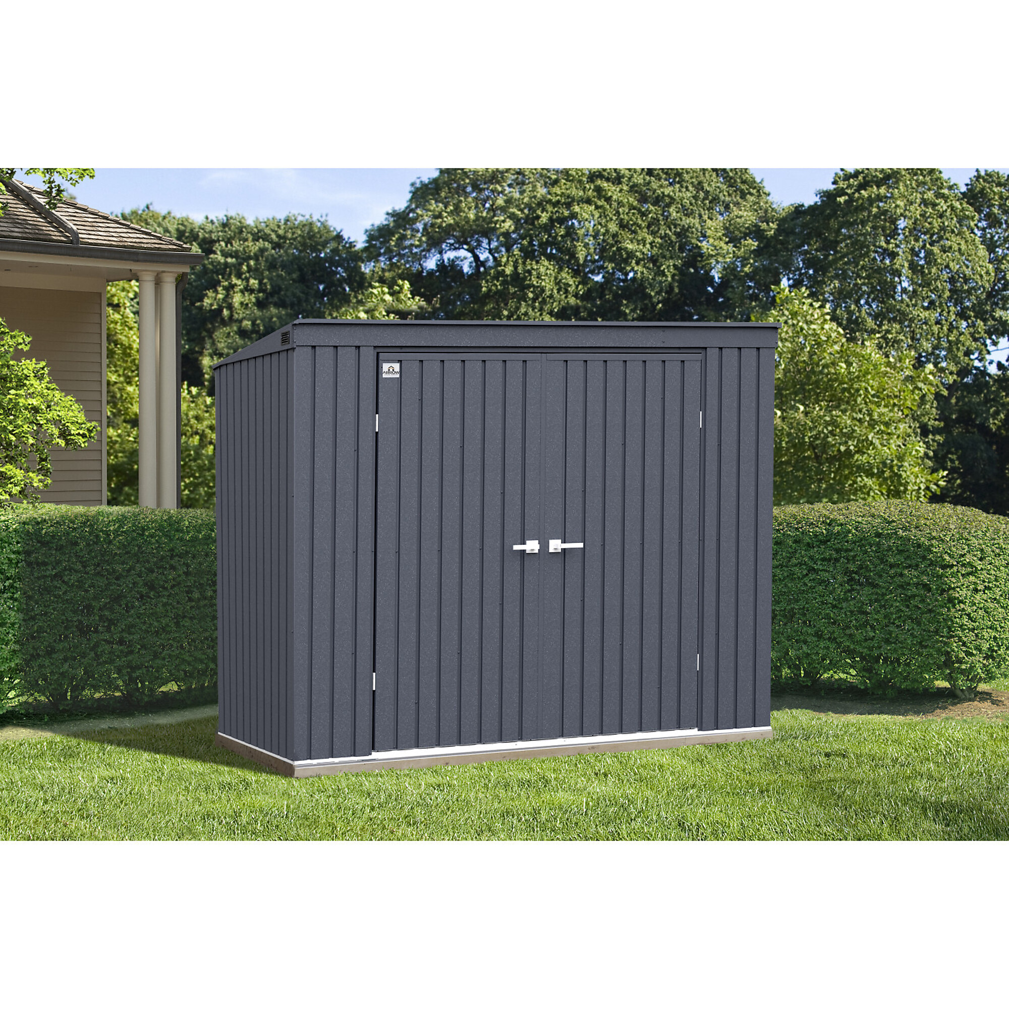 Arrow Storage Products, Elite Steel Shed 8x4 Anthracite EP84AN, Length 4 ft, Width 8 ft, Model# EP84AN